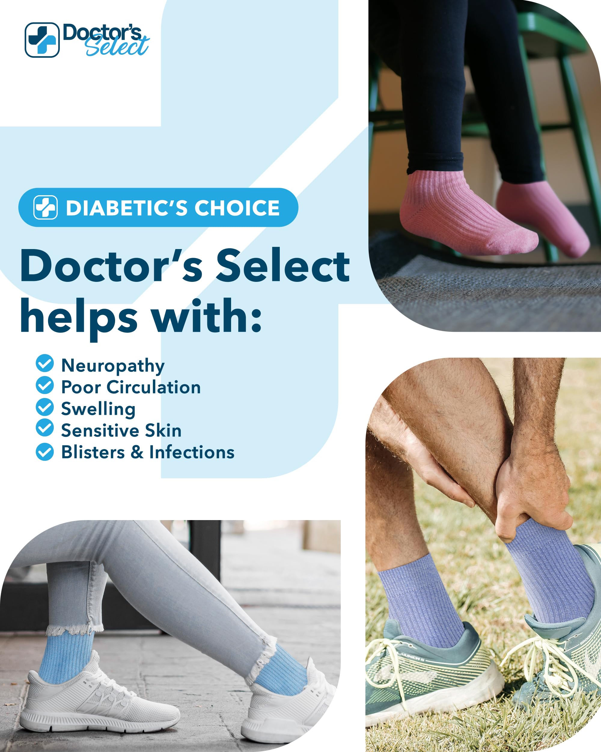 Doctor's Select durable machine-washable bamboo diabetic socks