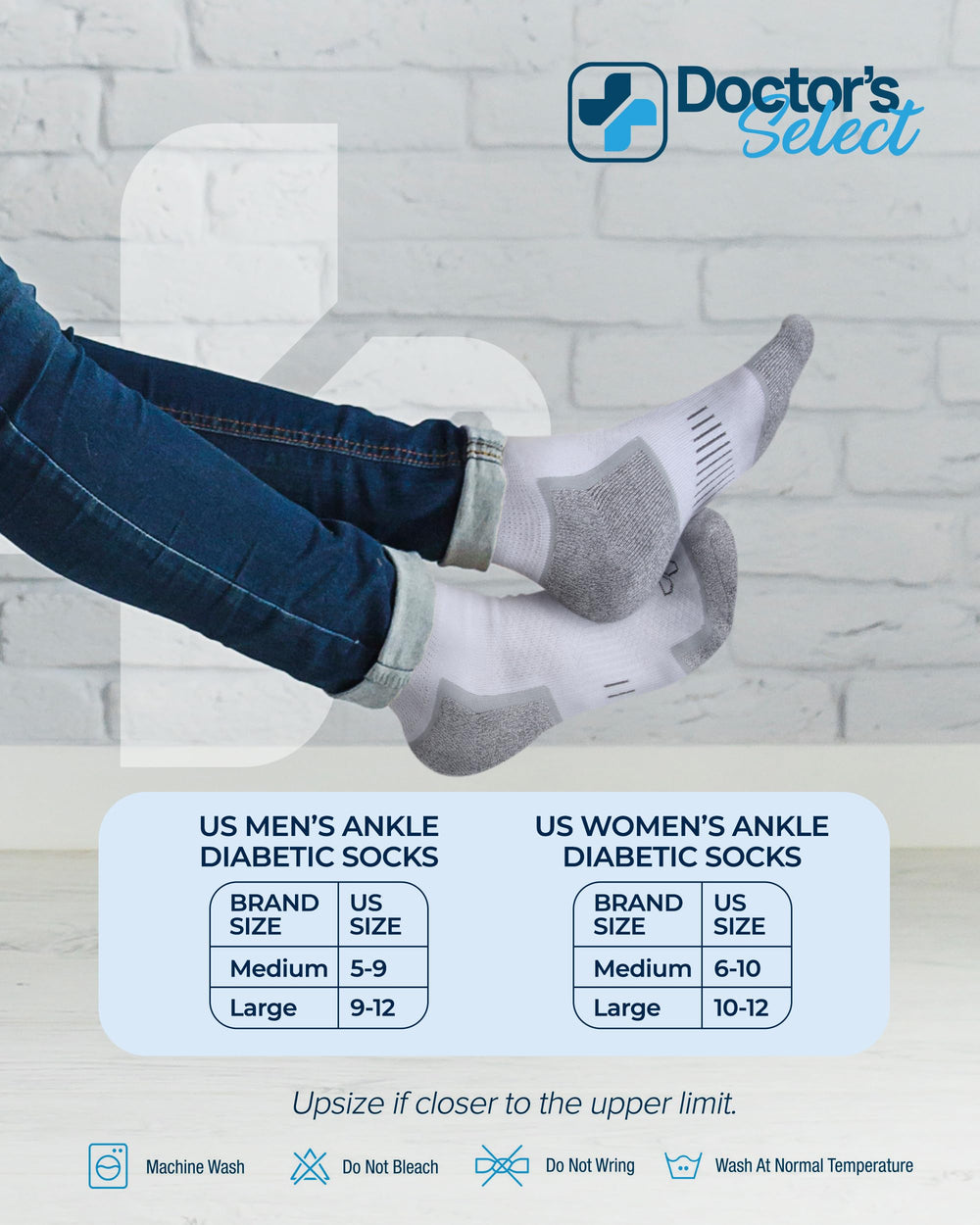Doctor's Select men's black diabetic socks, low-cut and non-binding