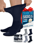 Doctor's Select Men's Diabetic Crew Socks - 4 Pairs (Black, Grey, White Marled) Size 9-12
