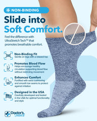 Doctor's Select men's diabetic crew socks grey marled promote dry feet with moisture-wicking fabric.