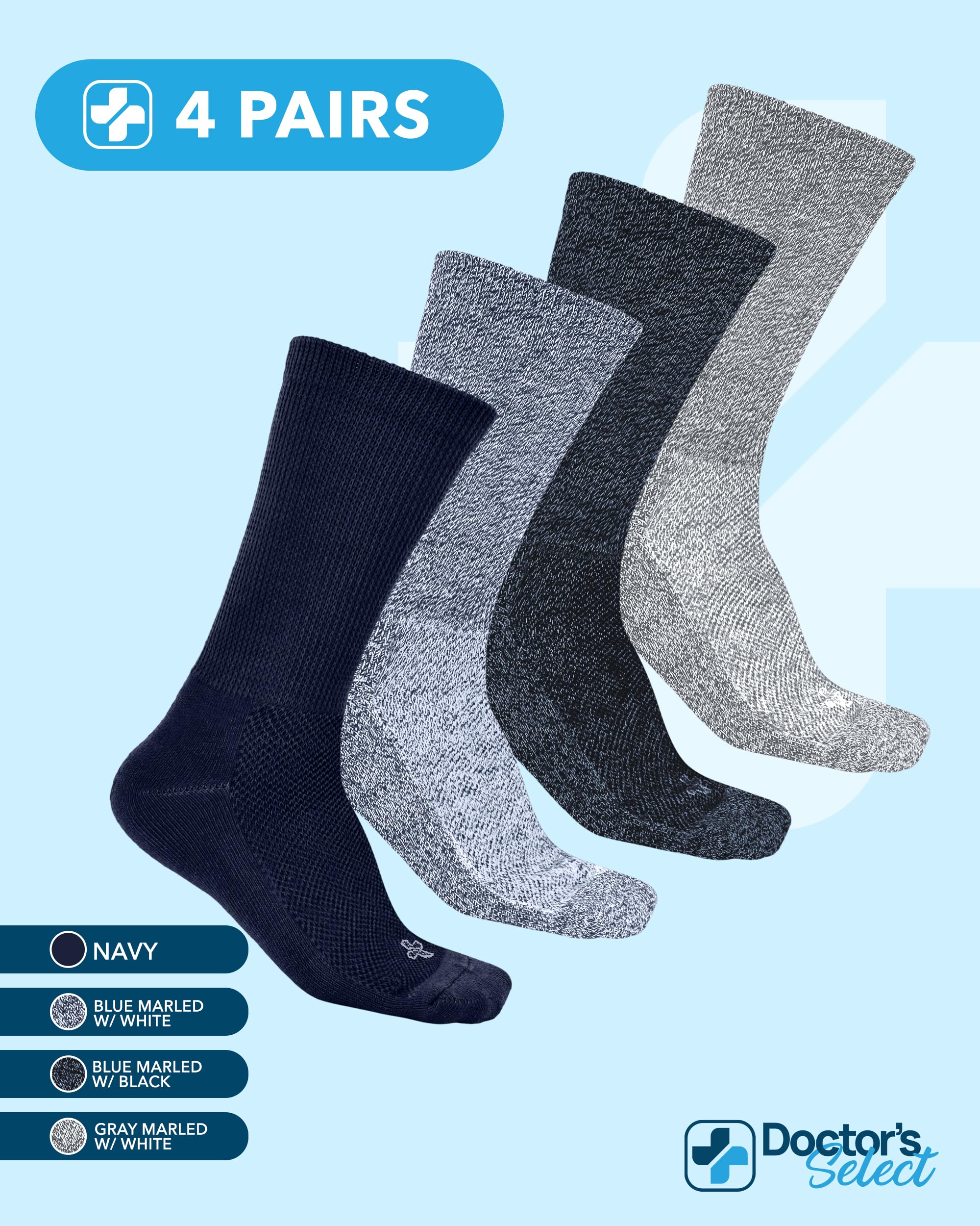 Doctor's Select socks demonstrate moisture-wicking weave to keep feet dry.
