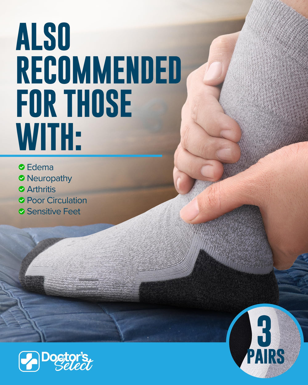 Doctor's Select tejido bambú viscosa absorbe sudor para pies secos todo el día