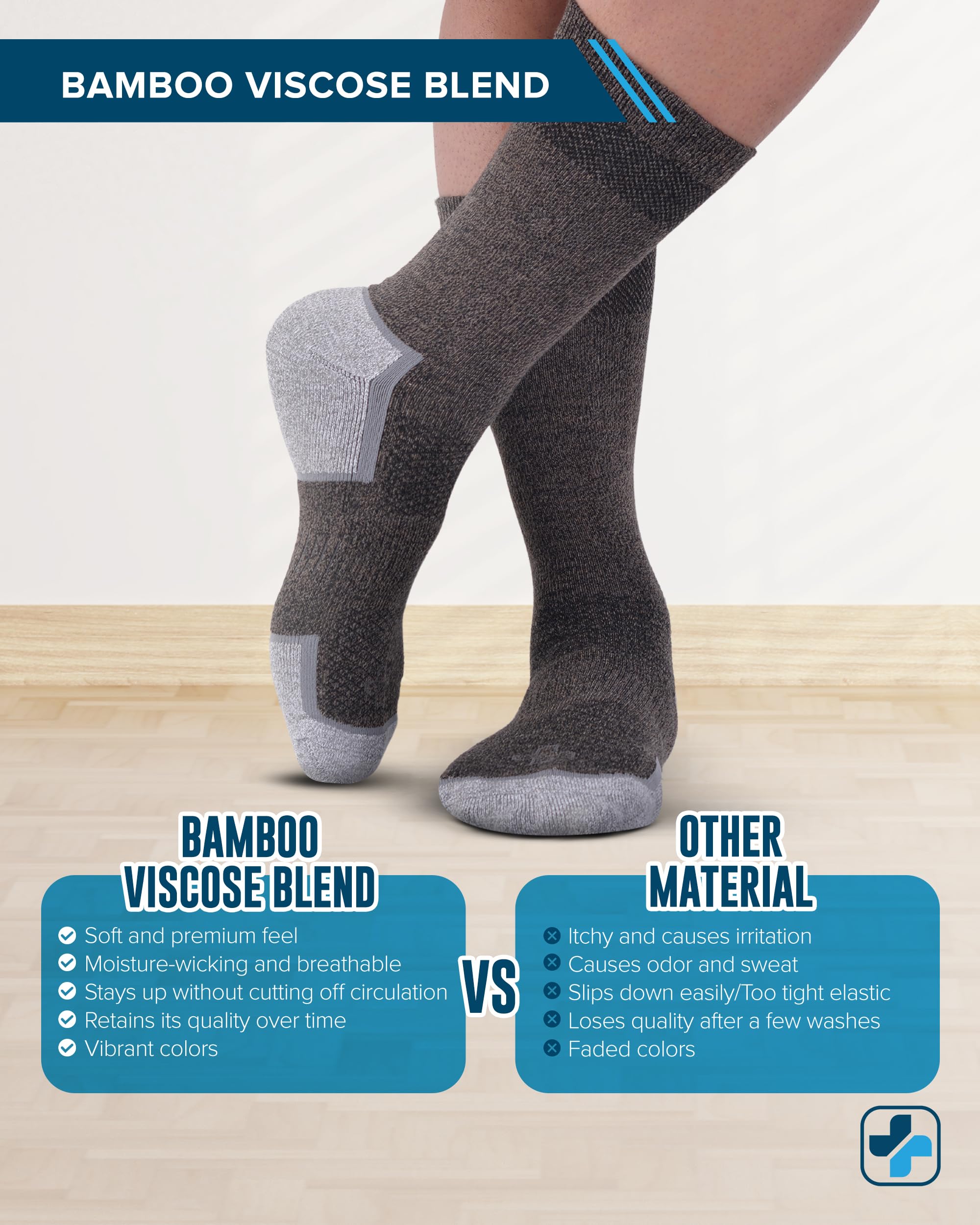 Doctor's Select ultra-stretch top closeup highlights secure fit and gentle compression.