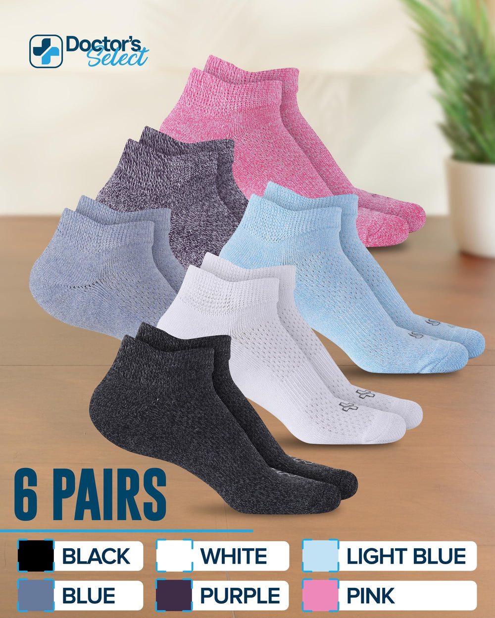 Size guide view for Doctor's Select ankle diabetic socks.