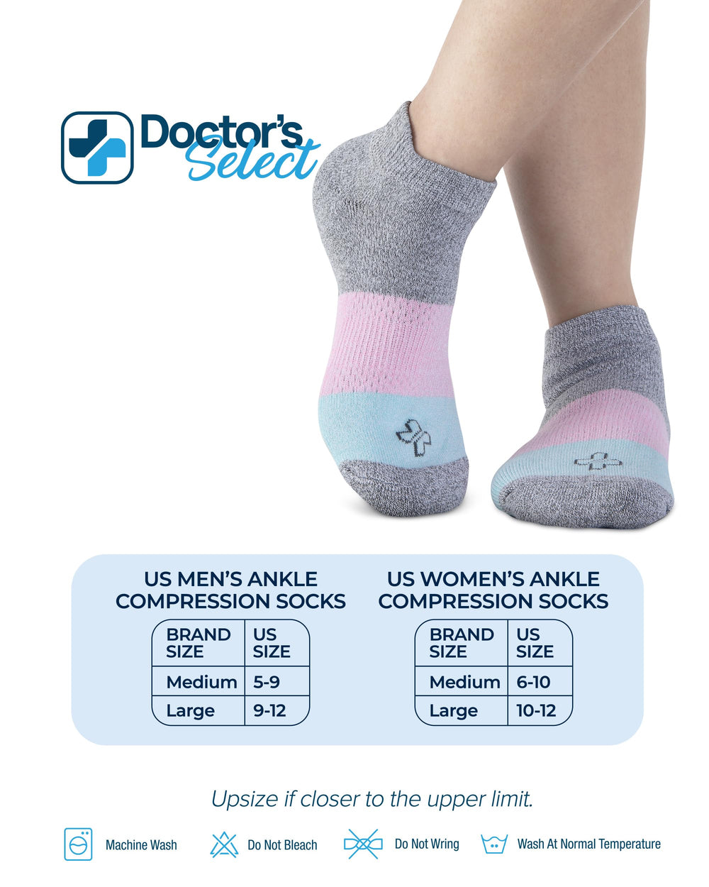 Doctor's Select viscose bamboo ankle sock color-block design for everyday wear