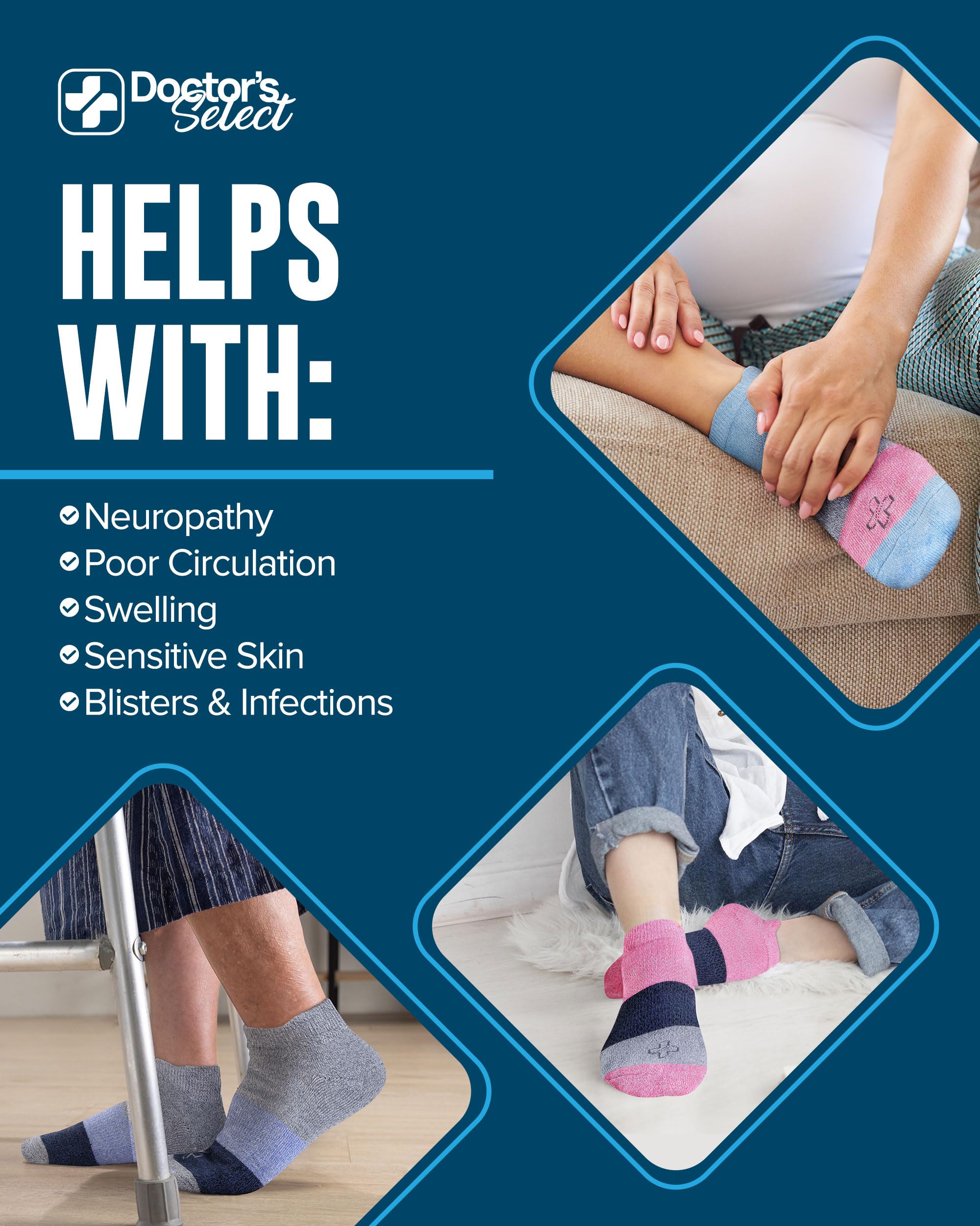 Doctor's Select viscose bamboo ankle sock moisture-wicking fibers keep feet dry