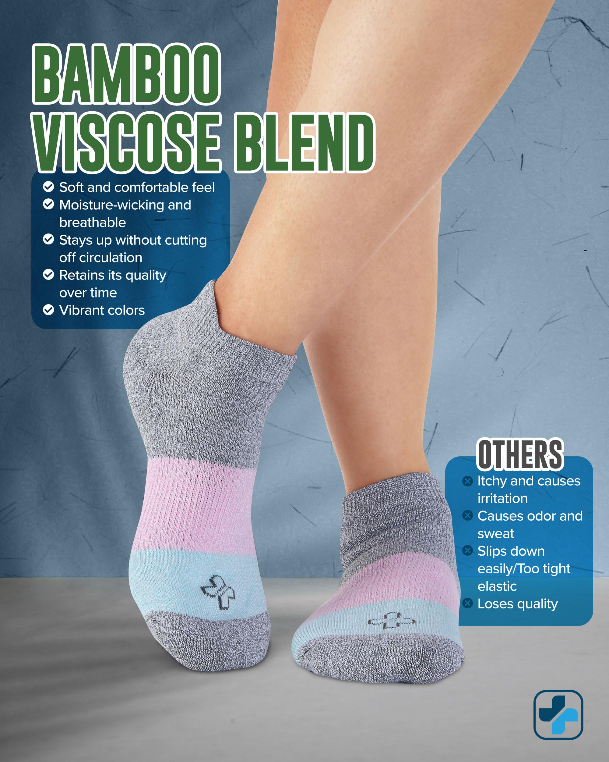 Doctor's Select viscose bamboo ankle sock smooth toe seam reduces rubbing