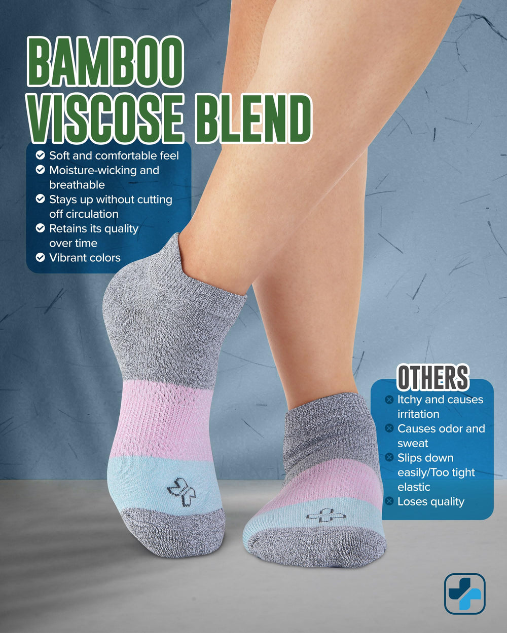 Doctor's Select viscose bamboo ankle sock smooth toe seam reduces rubbing