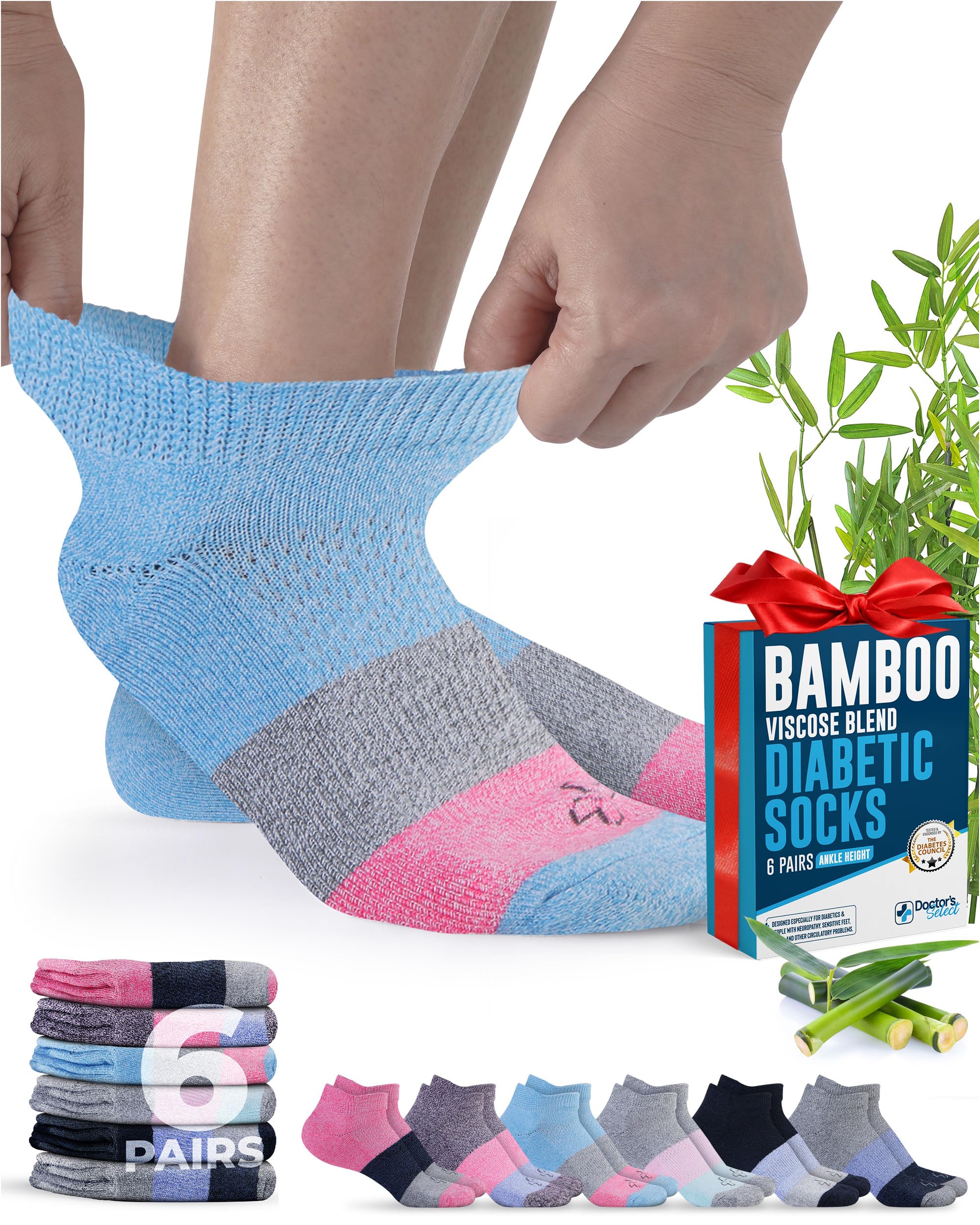 Doctor's Select viscose bamboo ankle sock shows soft knit for sensitive feet and all-day comfort
