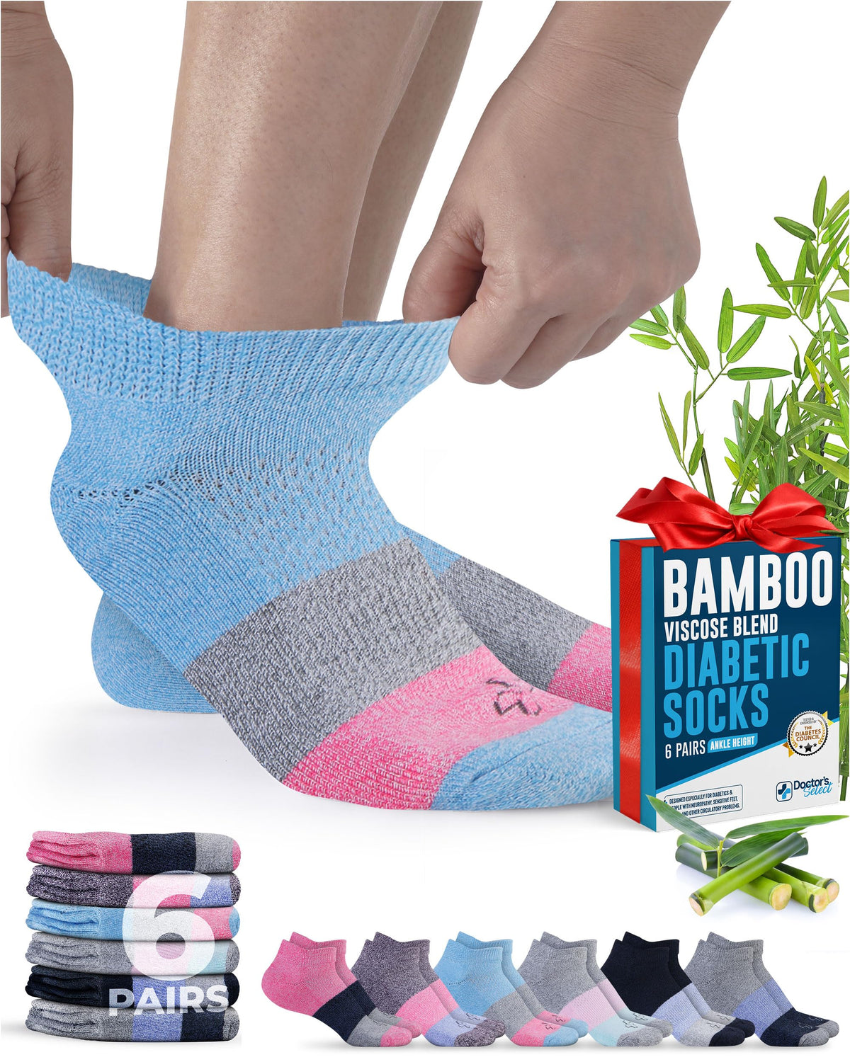 Doctor's Select viscose bamboo ankle sock shows soft knit for sensitive feet and all-day comfort