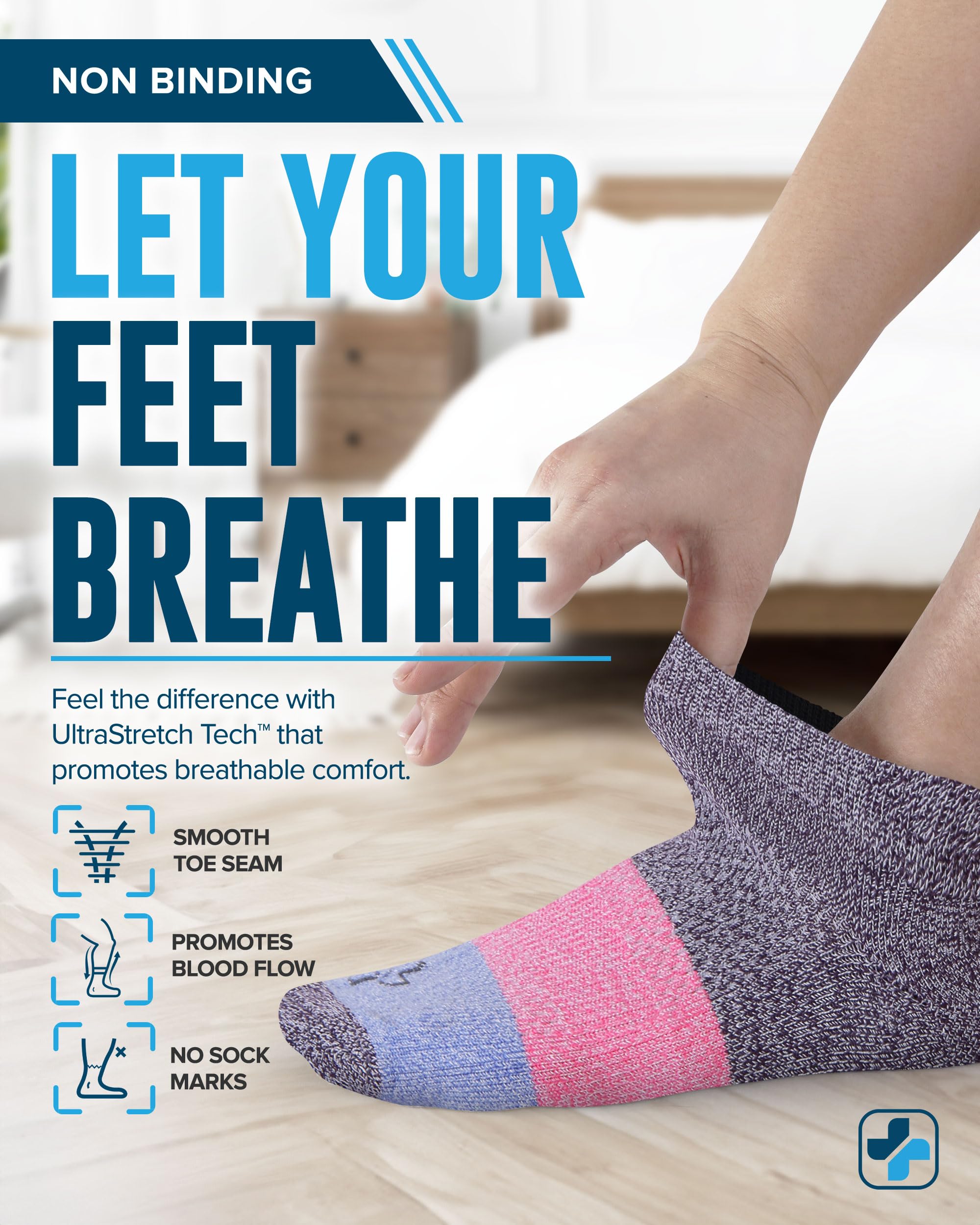 Doctor's Select viscose bamboo ankle sock wide-top design eases pressure and prevents irritation