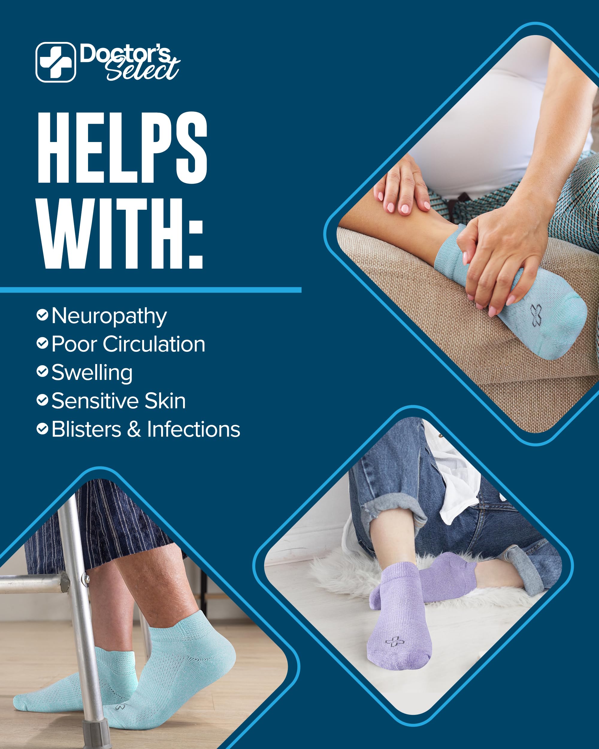 Doctor's Select bamboo ankle socks blue breathable daily wear