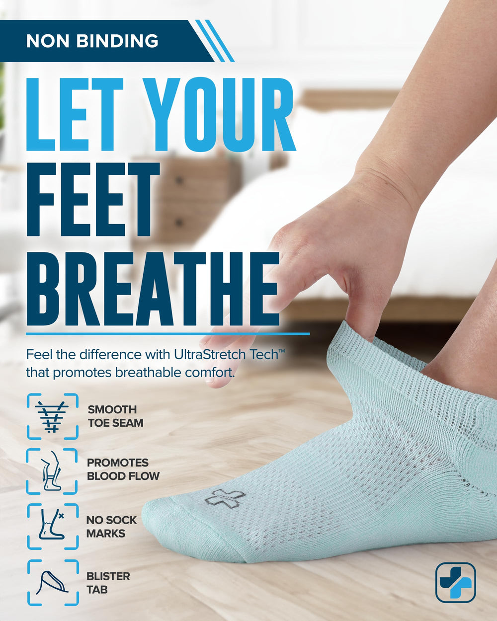 Doctor's Select bamboo ankle socks light pink smooth seams for sensitive feet