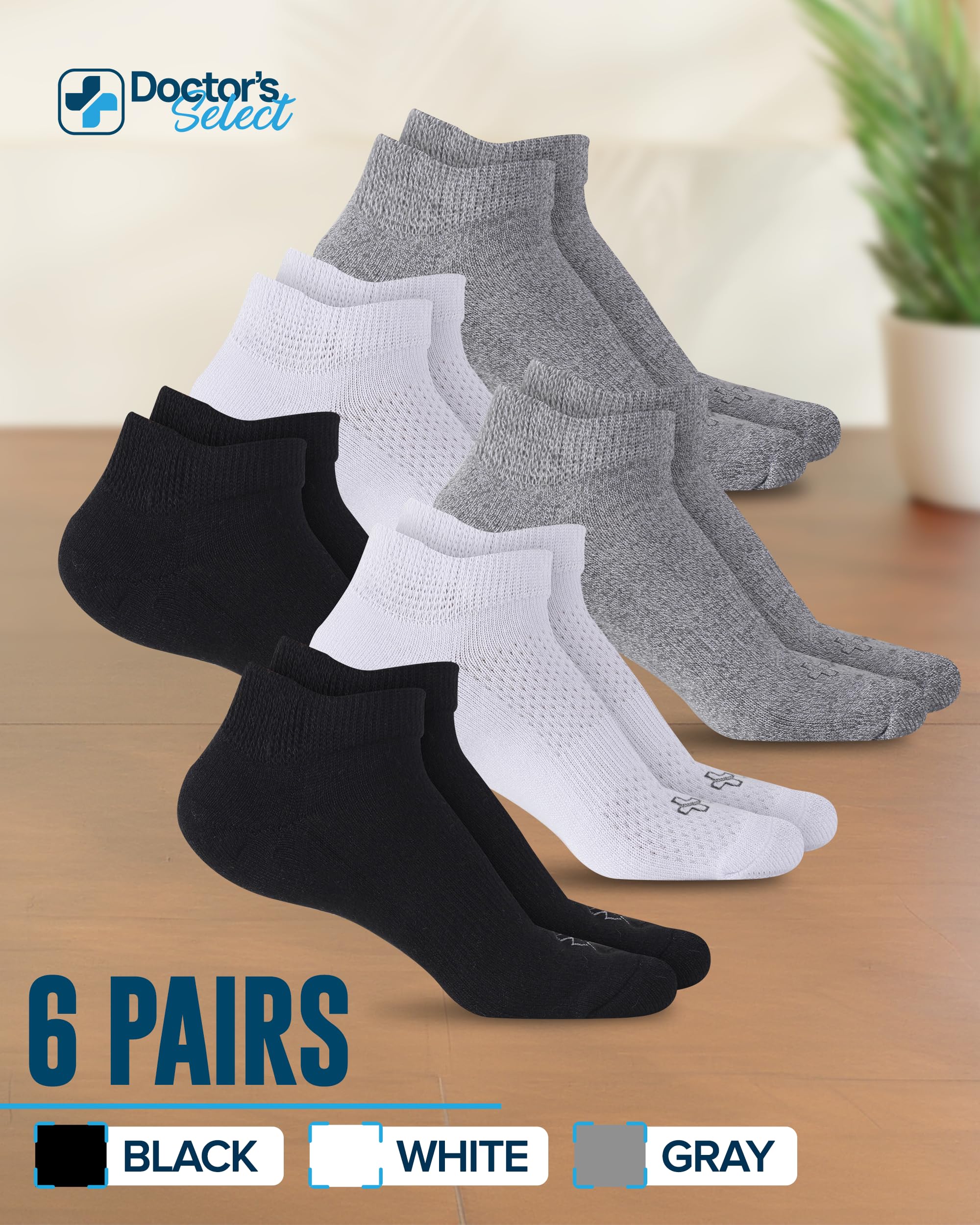 Doctor's Select bamboo ankle socks closeup demonstrating moisture-wicking capability