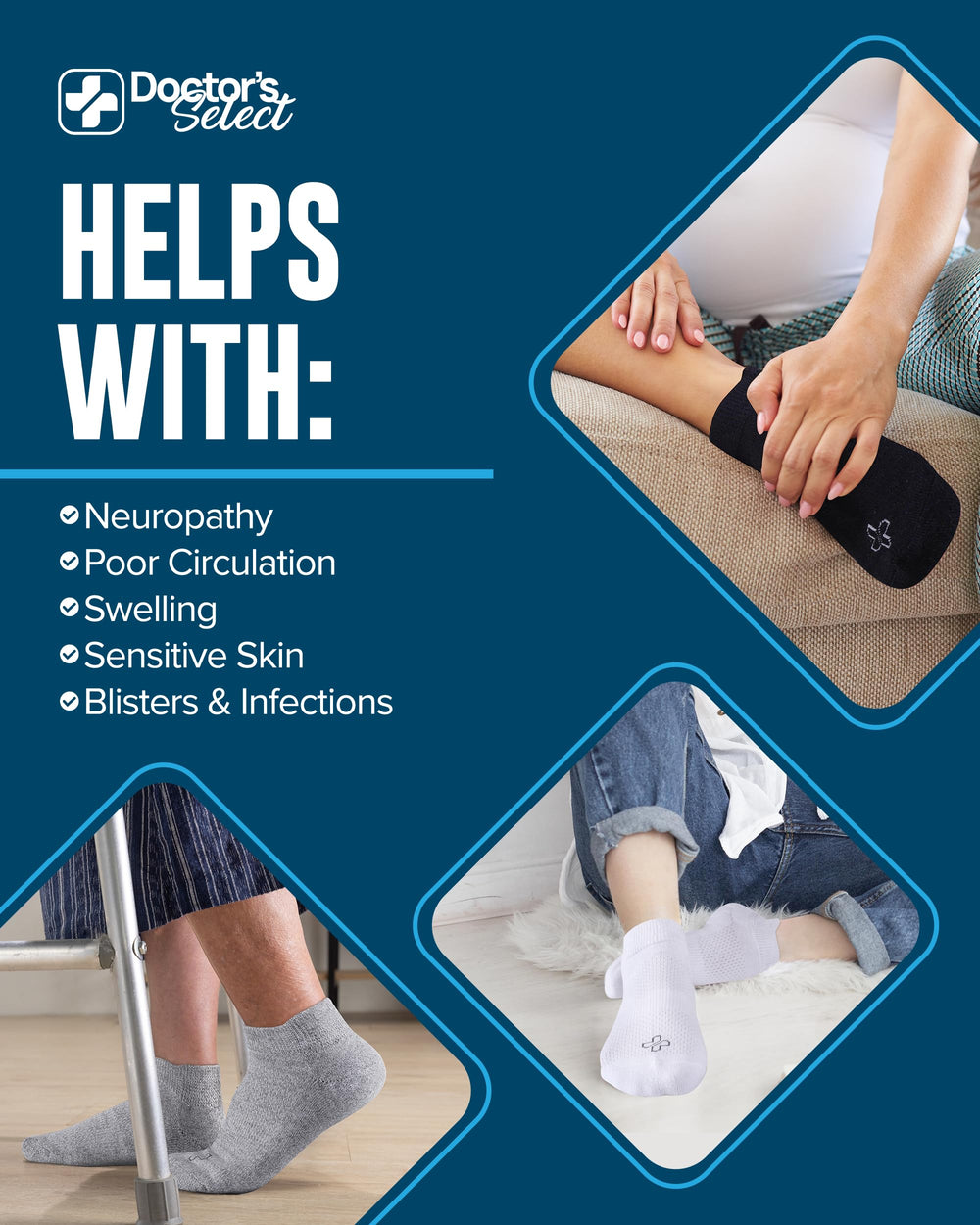 Doctor's Select viscose bamboo ankle socks pack flatlay illustrating value