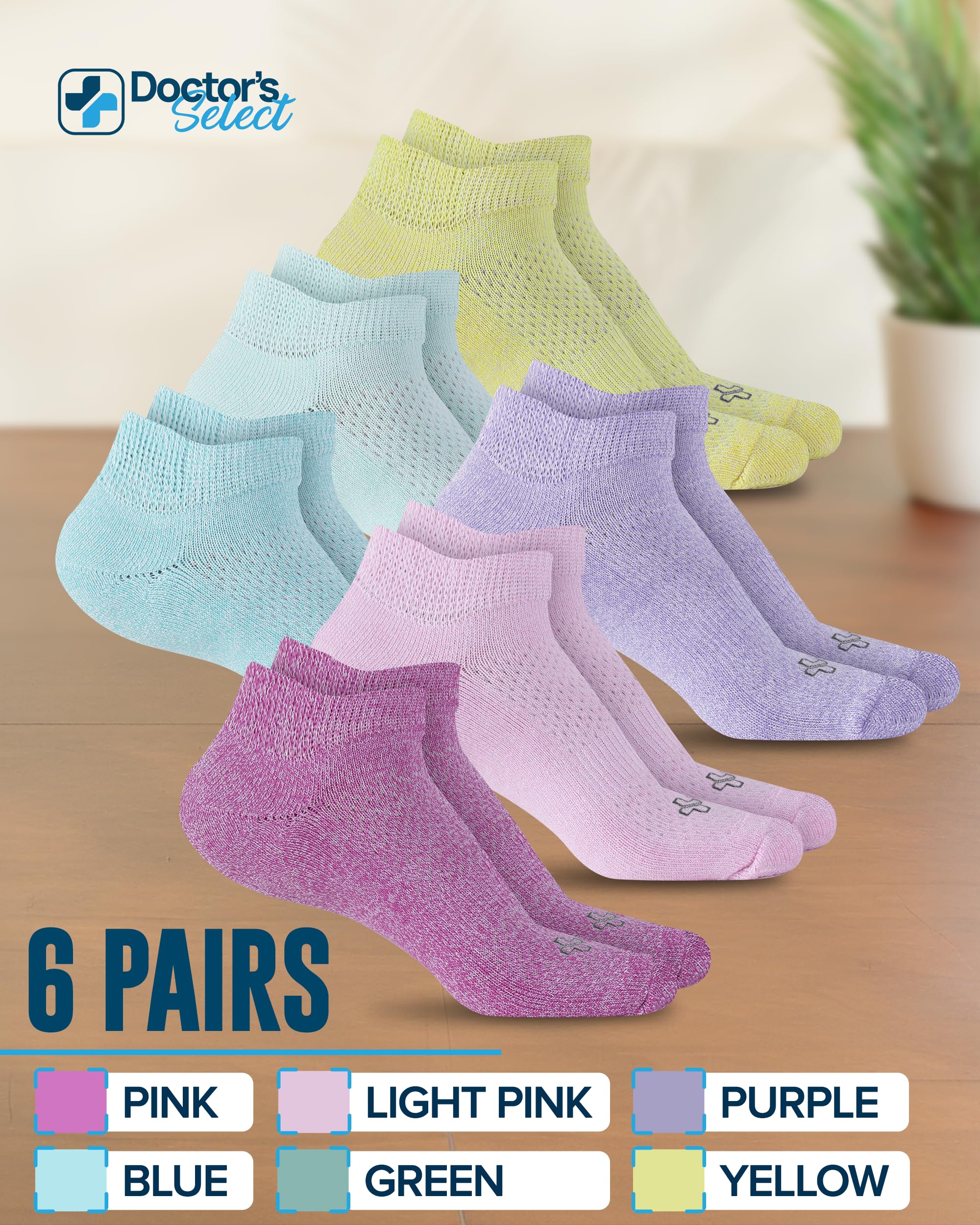 Doctor's Select bamboo ankle socks yellow vibrant color with moisture management