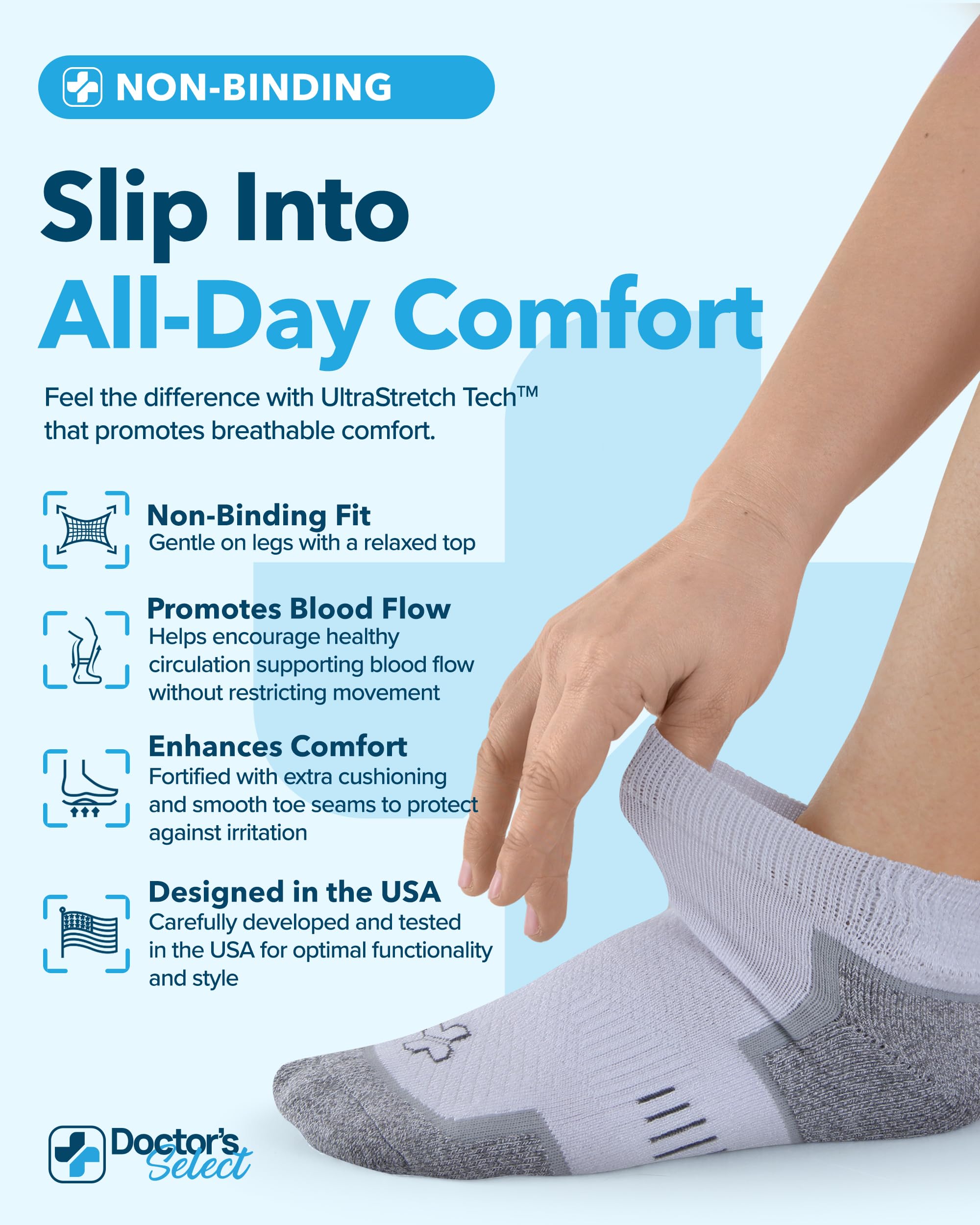 Doctor's Select diabetic socks for women with non-binding wide top
