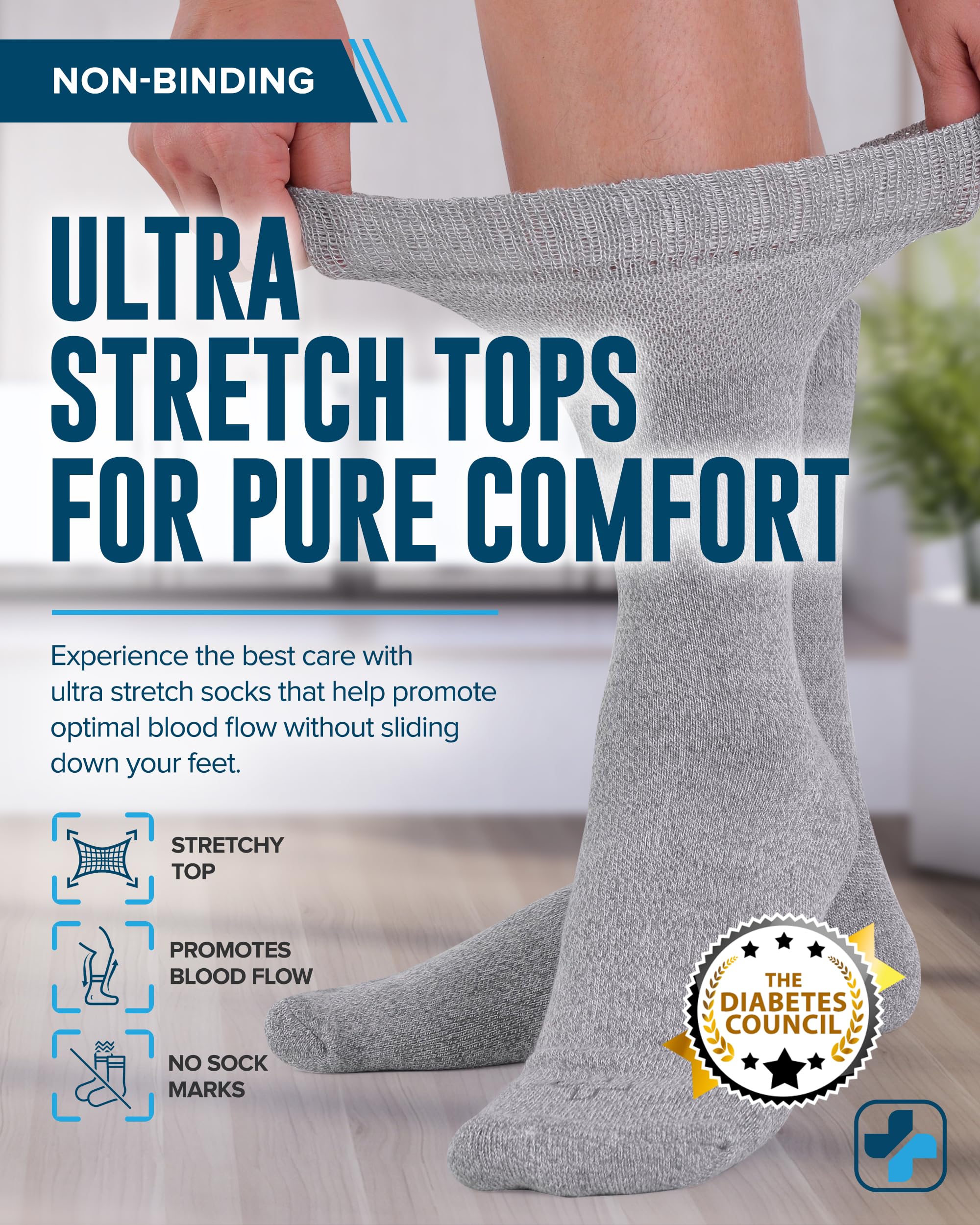 Doctors Select wide-width diabetic crew socks for women, comfortable fit for swollen feet