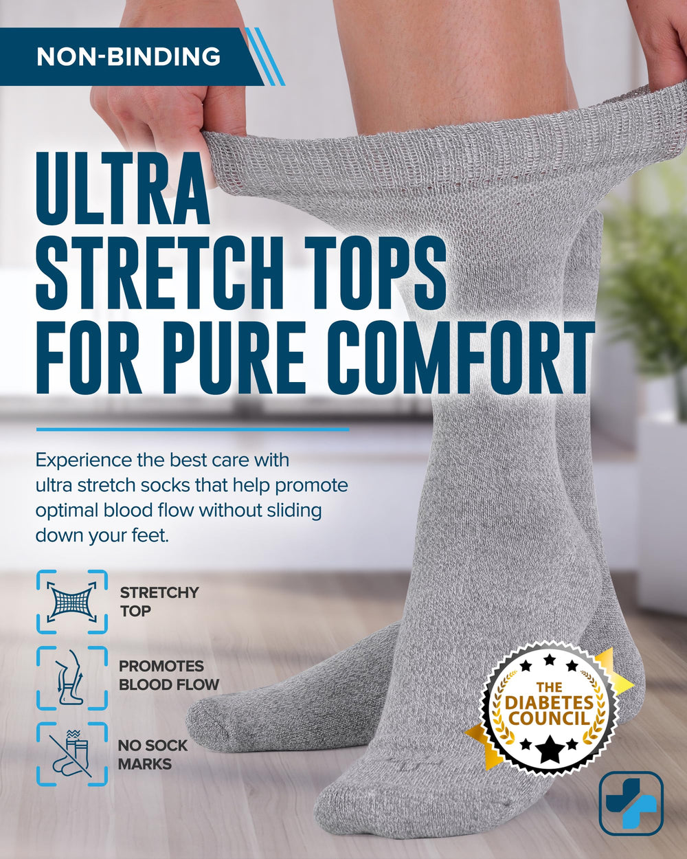 Doctors Select wide-width diabetic crew socks for women, comfortable fit for swollen feet