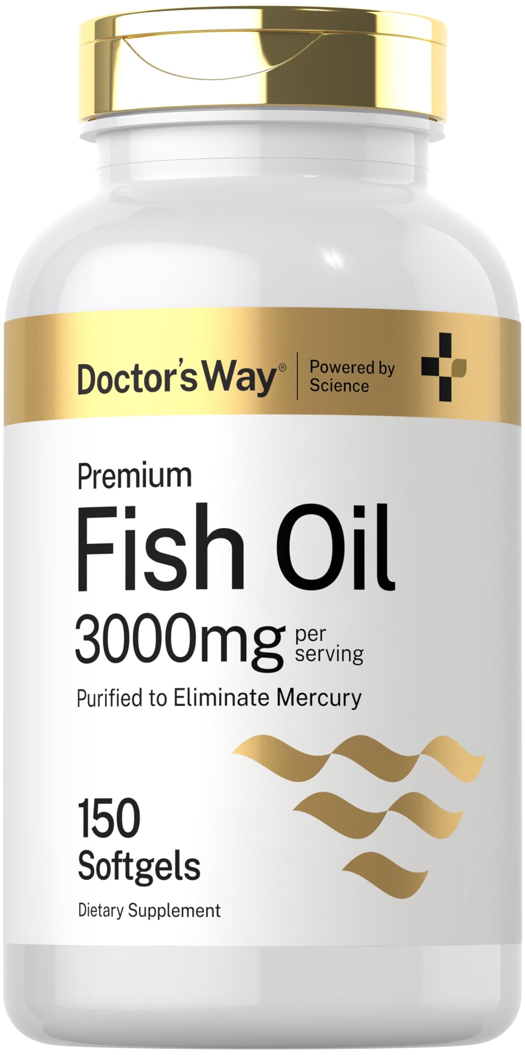 Doctor's Way fish oil 3000mg bottle showing omega-3 supplement for daily use