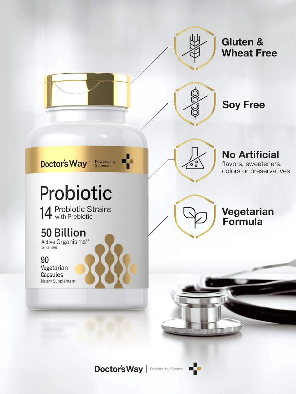 Doctor's Way Probiotic gluten-free and non-GMO formula for clean daily use