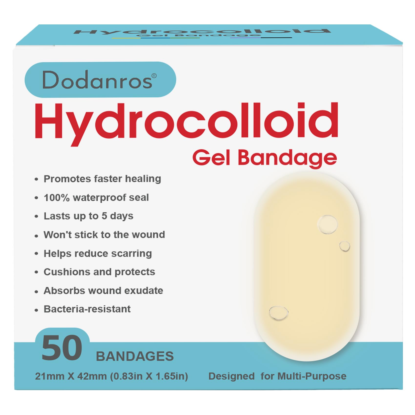 Dodanros hydrocolloid bandage on skin for discreet wound protection