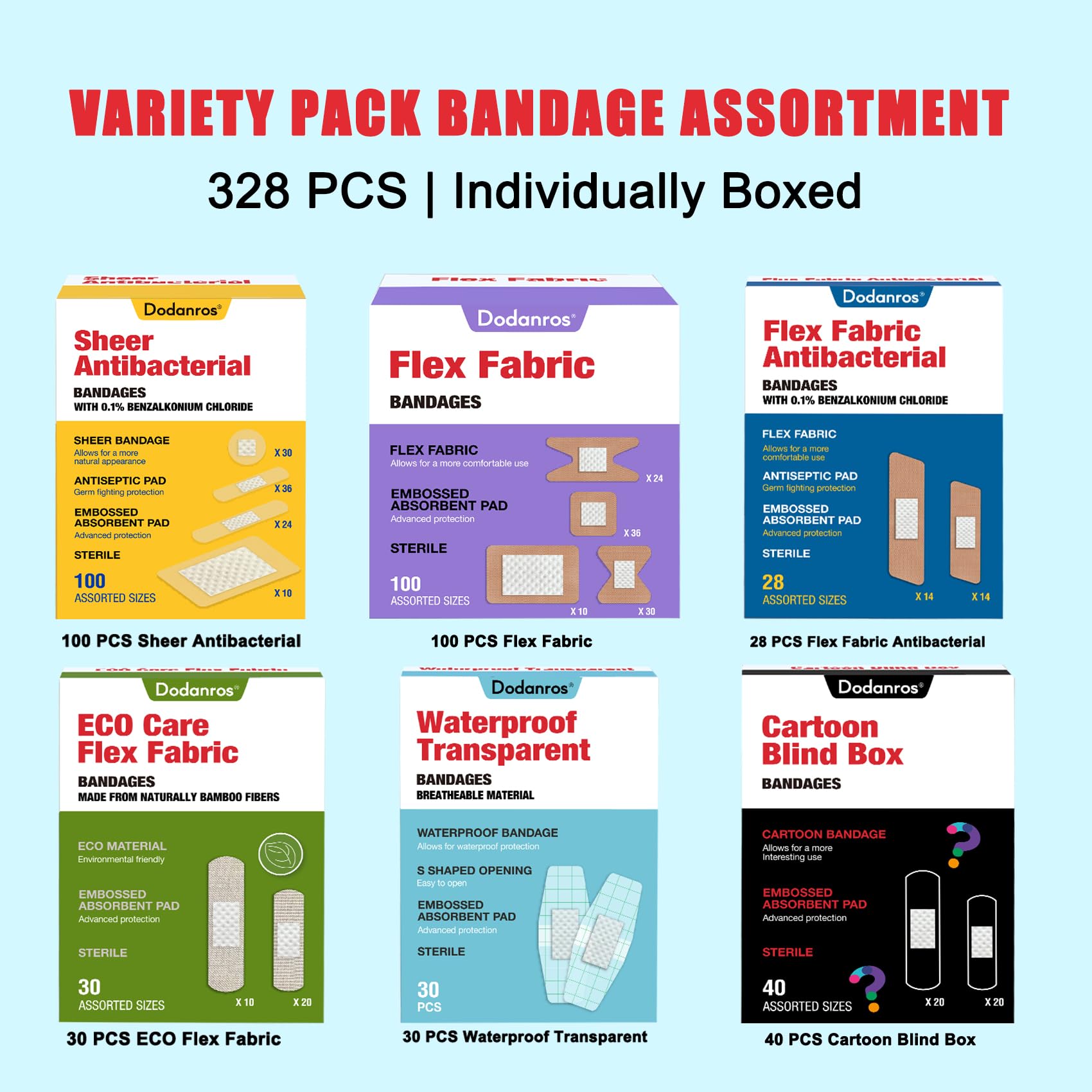 Dodanros flex bandages with treatment for secure adhesion