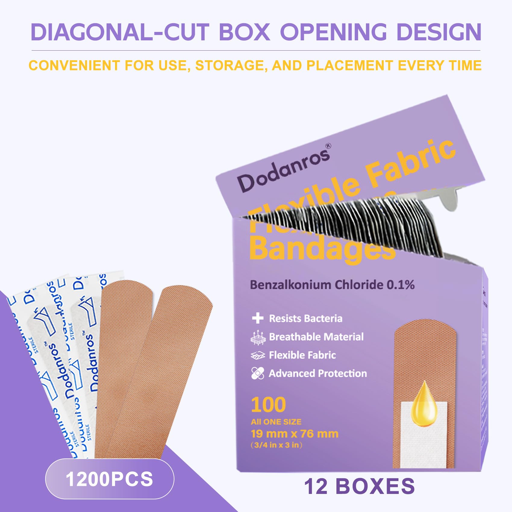 Dodanros sterile bandage with 0.1 percent benzalkonium for hygienic protection.