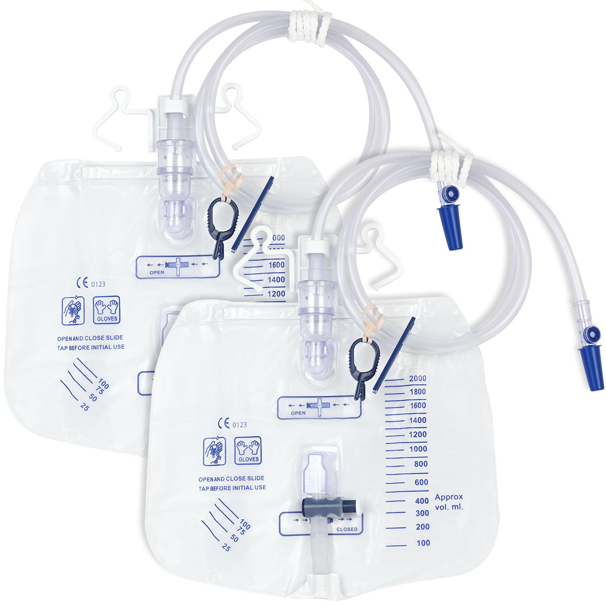 Dokibi urinary bag shows 2000 ml capacity for extended night use