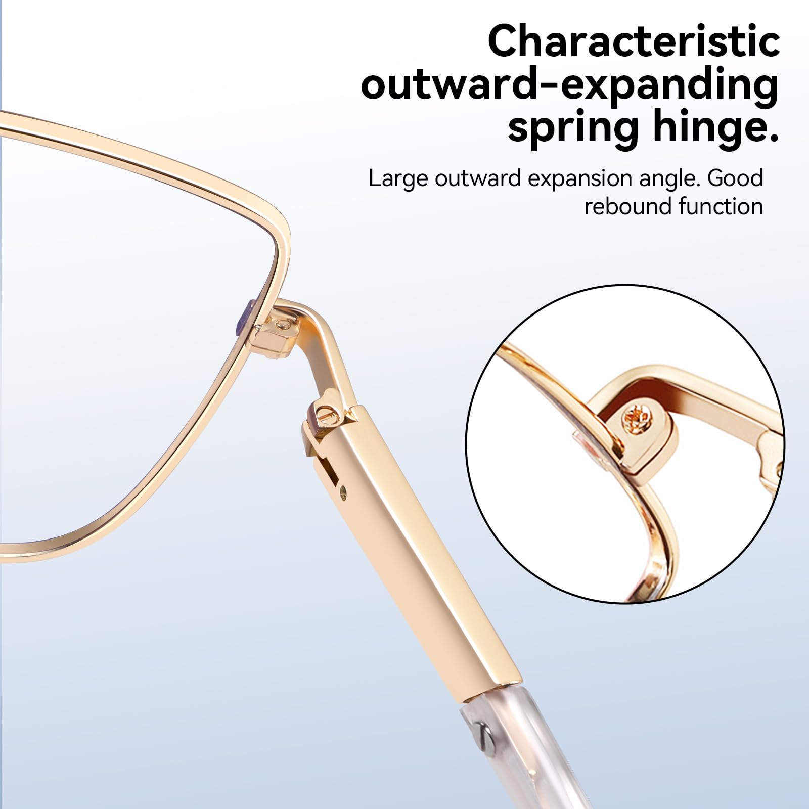 Dollger oversized square glasses detail showing metal frame durability