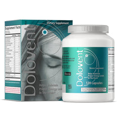 Dolovent migraine relief bottle with capsules for daily brain health support.