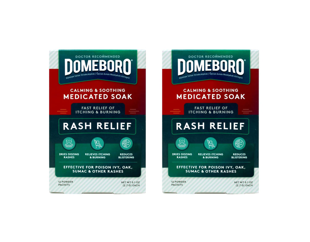 Compact Domeboro sachets for on-the-go relief.