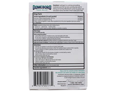 Domeboro powder packet close-up ready to dissolve for soothing skin