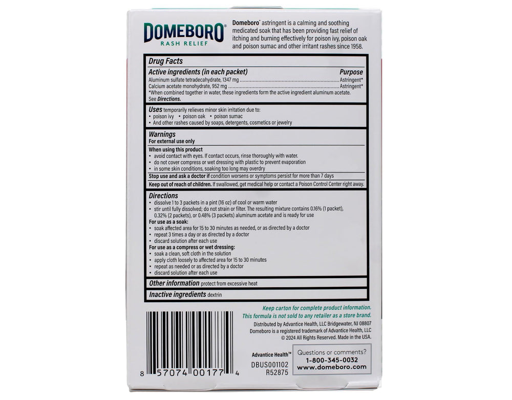 Prepared Domeboro soak bowl showing a soothing, cool application.