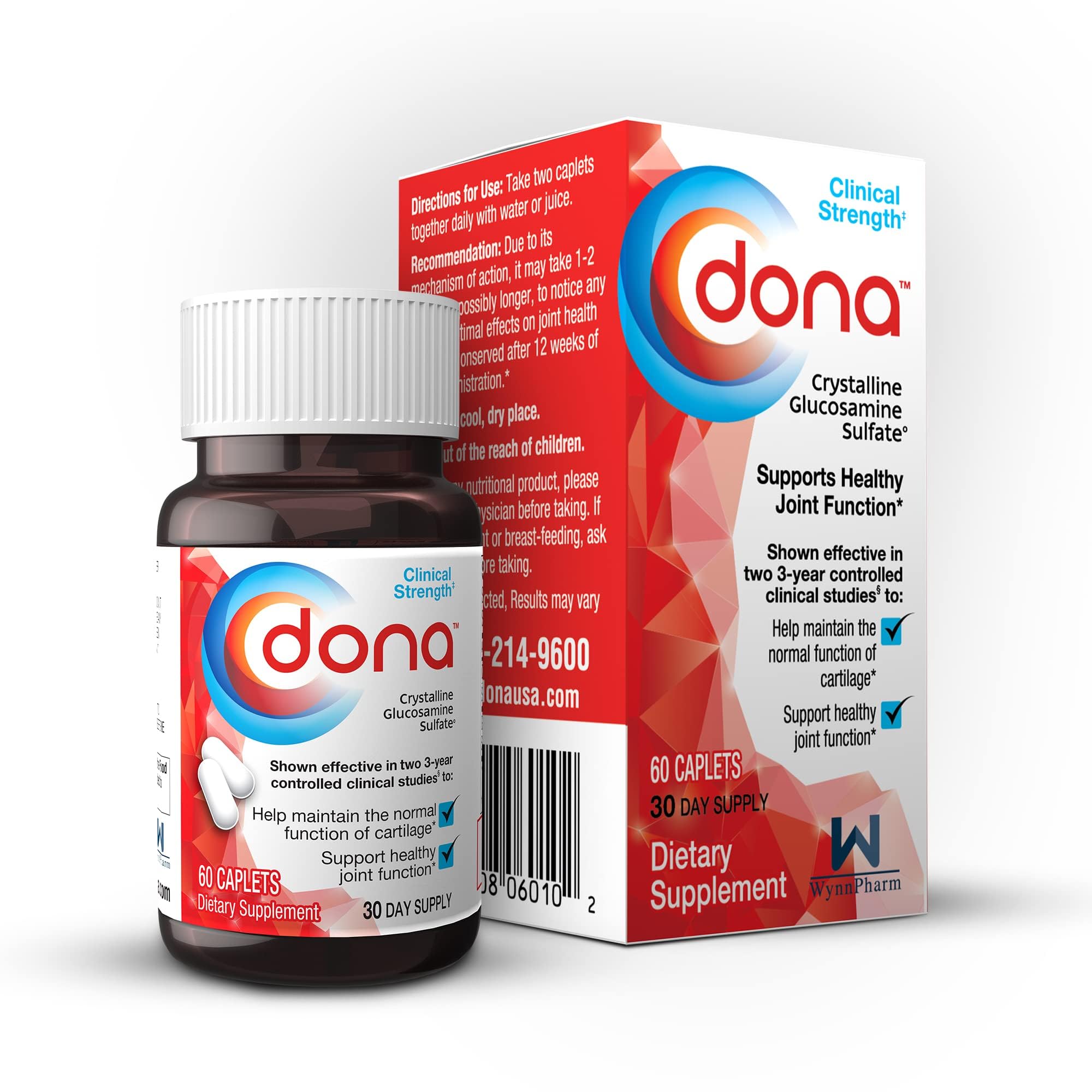 Dona Crystalline Glucosamine Sulfate tablet-pack highlights convenient joint health support