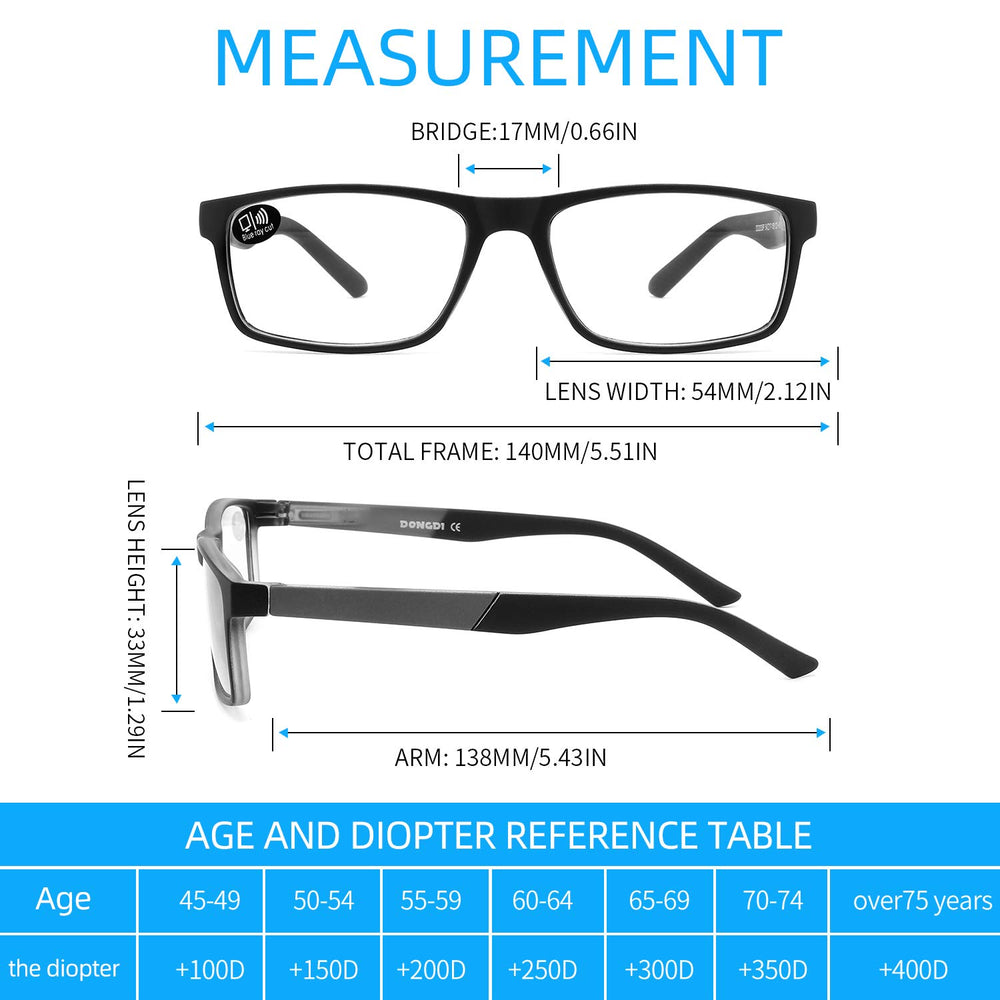 DONGDI anti-glare UV400 lenses reduce glare and filter blue light.