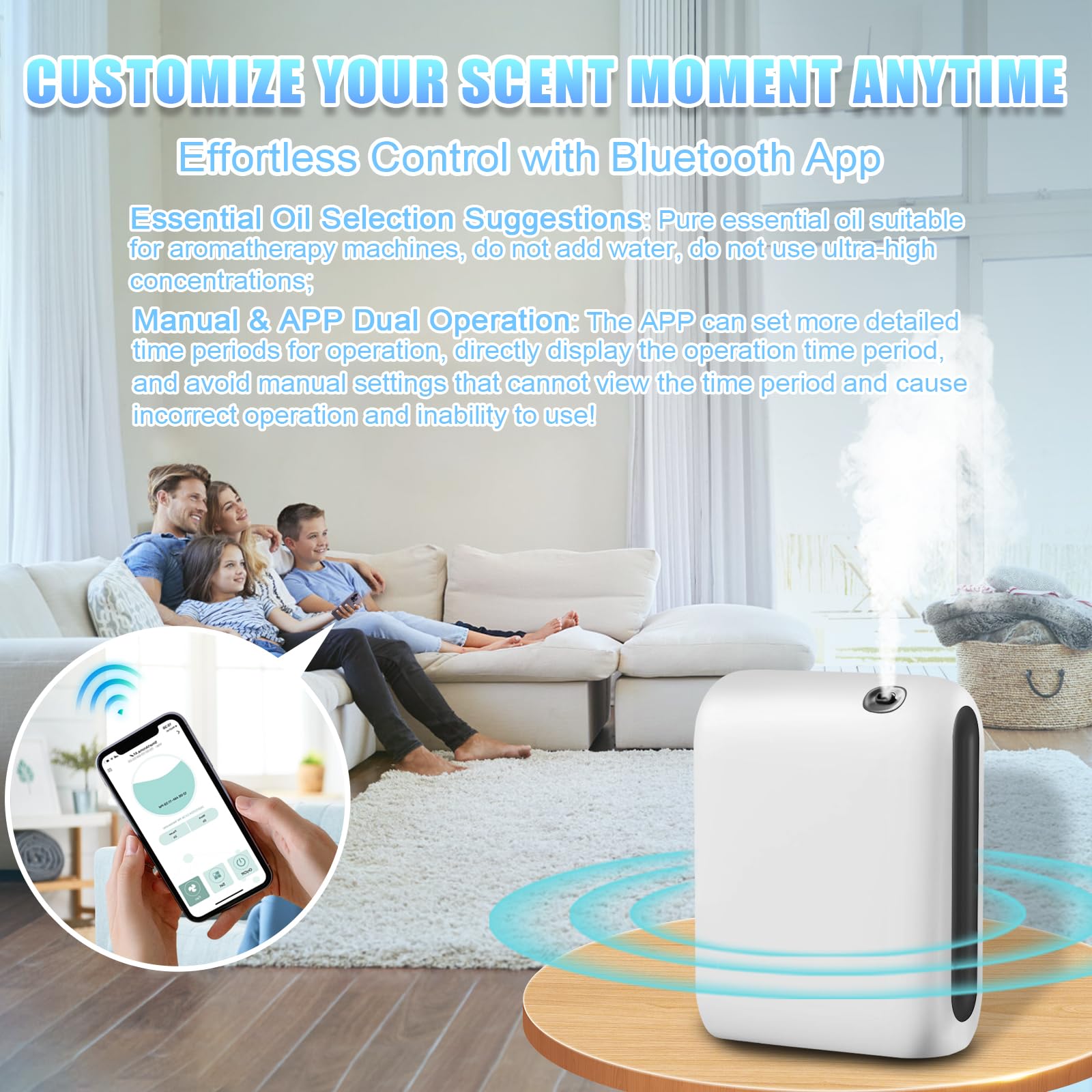 Dongzhen diffuser with app control for effortless scent customization.