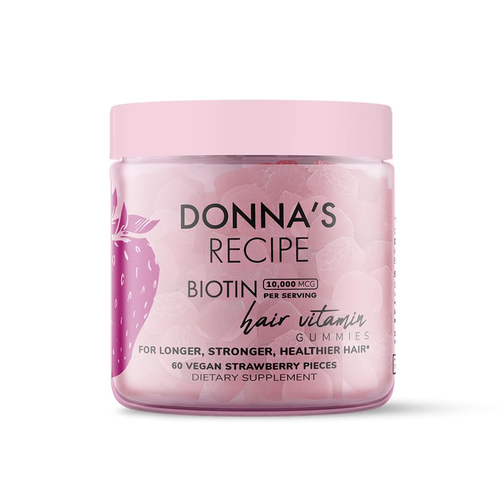 Donna's Recipe by Tabitha Brown vegan strawberry biotin gummies pack shot for daily beauty support