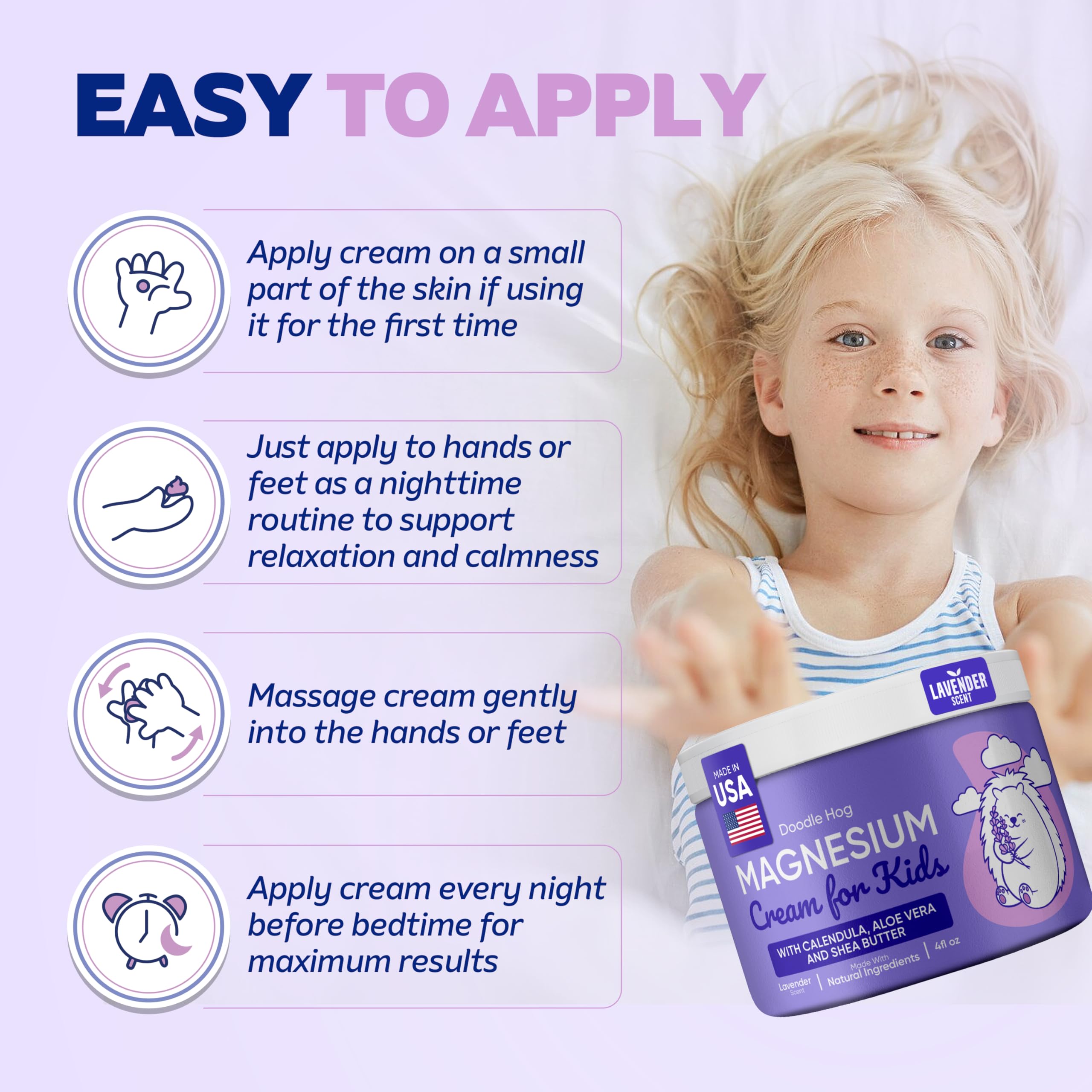 DOODLE HOG Magnesium Cream for Kids aloe vera and shea butter enrich softness