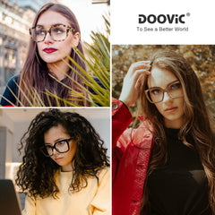 DOOViC blue-light filter lenses reduce glare for clear screen viewing.