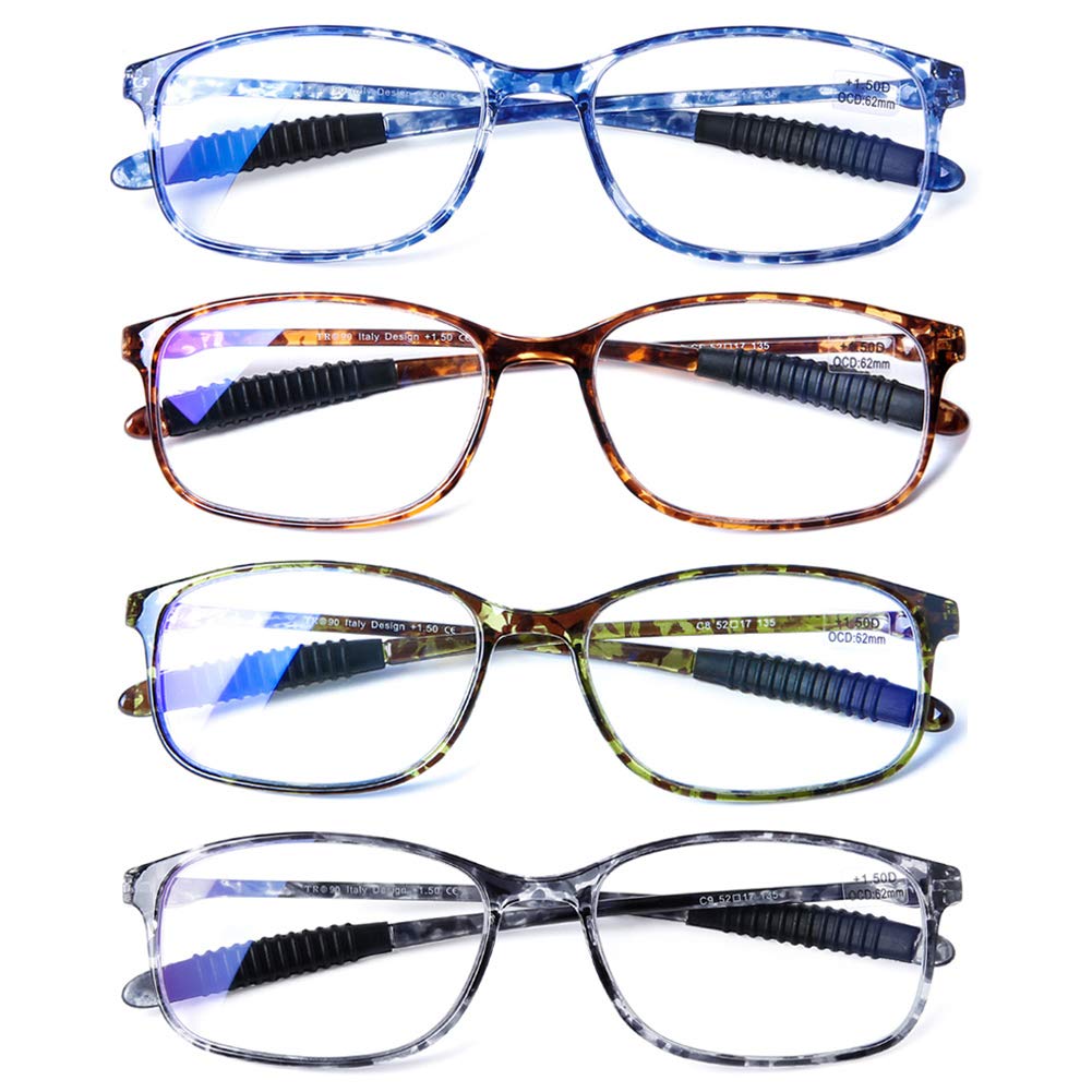 DOOViC computer reading glasses four-pack for shared daily screen use