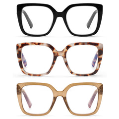DOOViC oversized square frame glasses for women with blue light protection for computer use.