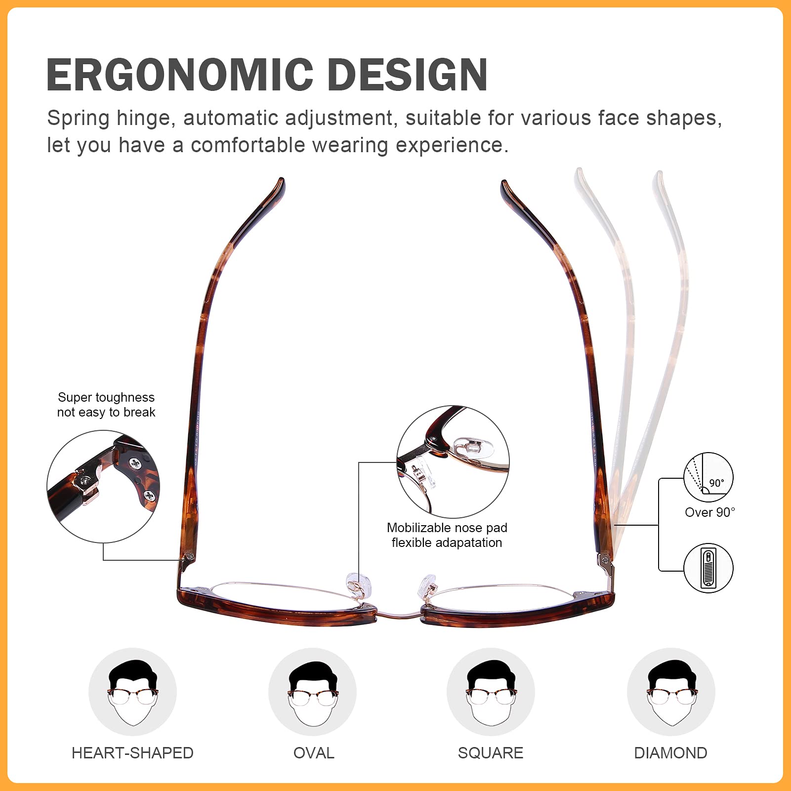 DOOViC 1.50 strength lenses for near tasks and clearer reading