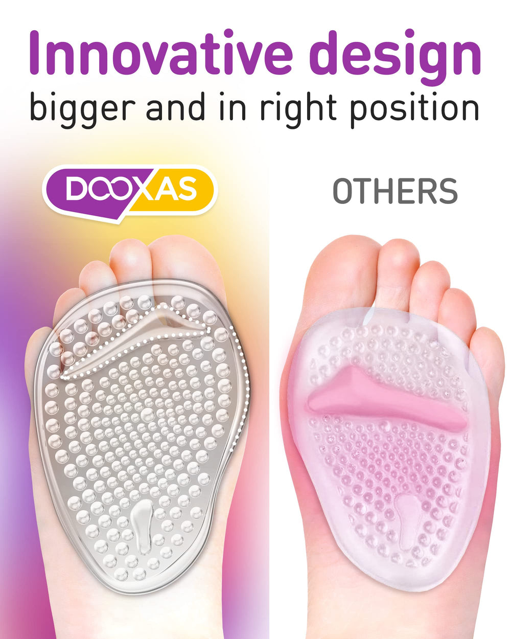 Washable and reusable, DOOXAS metatarsal pads retain shape after use.