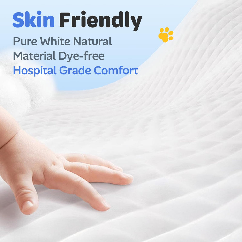 Doporro 22x22 white bed pad keeps surfaces dry.