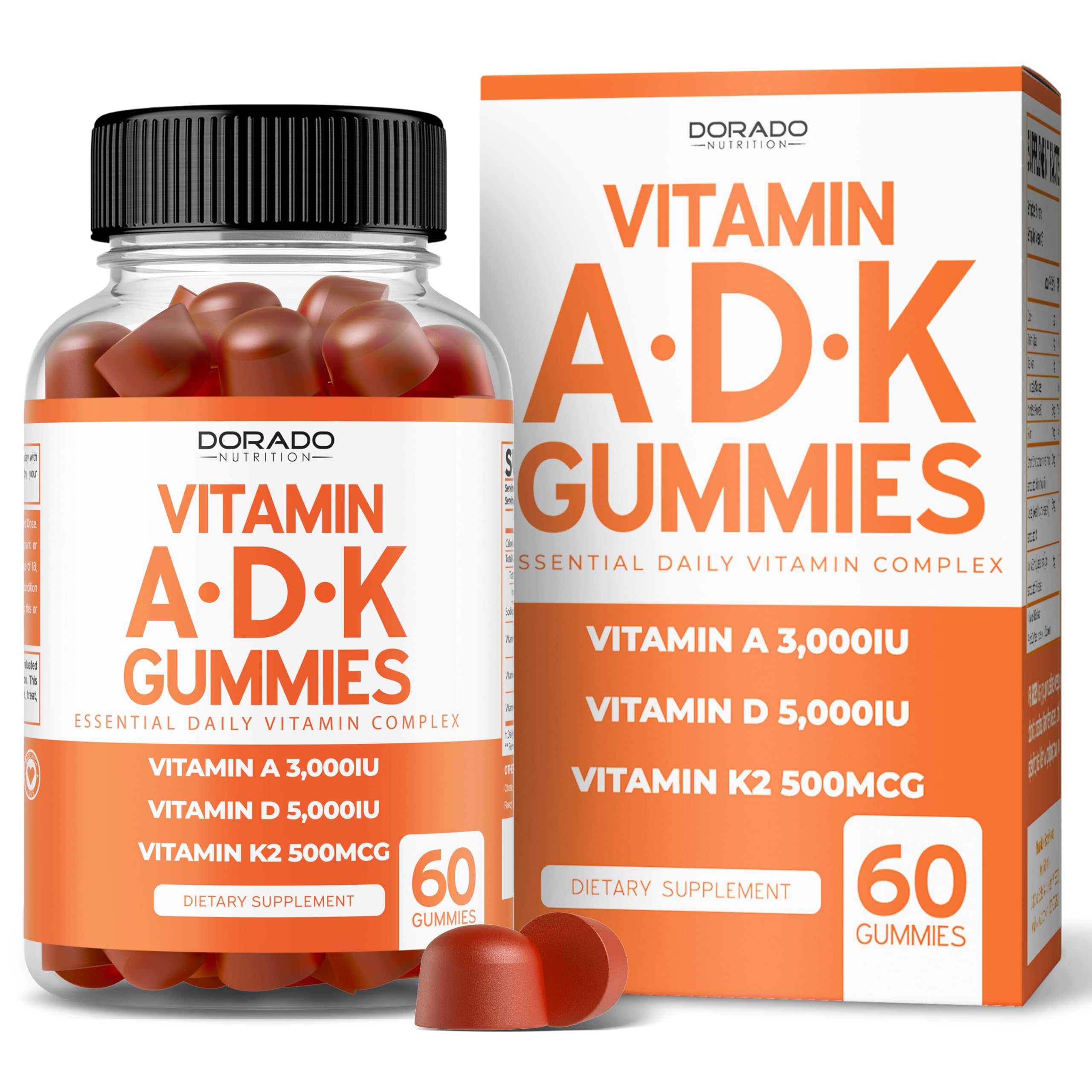 Dorado Nutrition ADK Gummies raspberry bottle for daily wellness and flavor.
