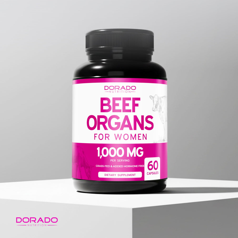 DORADO NUTRITION Beef Organ Women made in USA badge and domestic manufacturing.