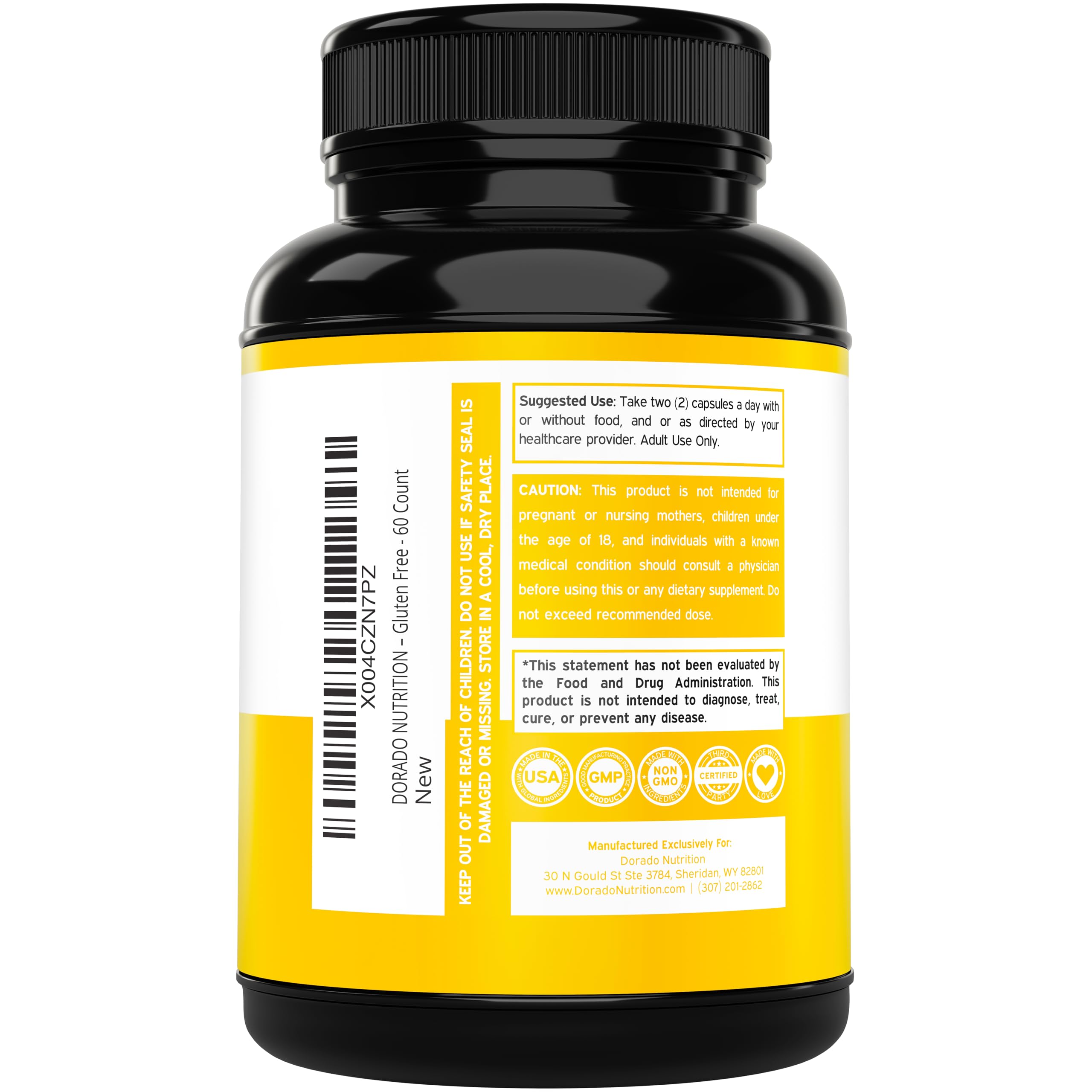 Dorado Nutrition Candida Cleanse Detox label highlights ingredients and usage directions.