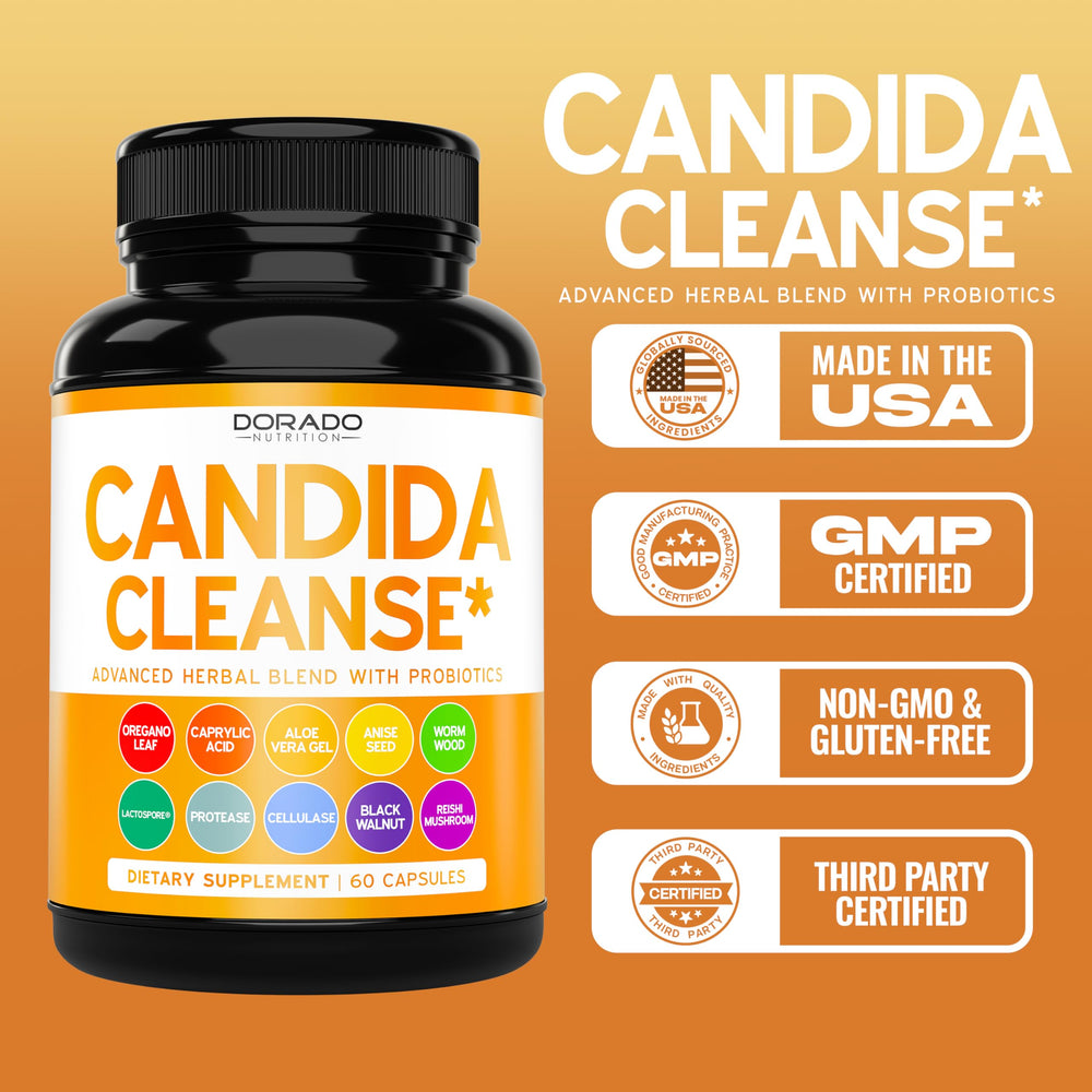 Dorado Nutrition Candida Cleanse hecho en EE. UU. con control GMP para calidad y seguridad