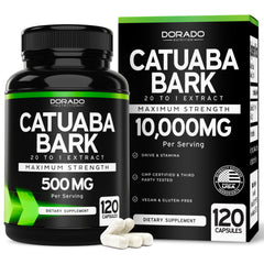 Dorado Nutrition Catuaba Bark Extract bottle on desk, supporting daily stamina